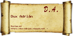 Dux Adrián névjegykártya